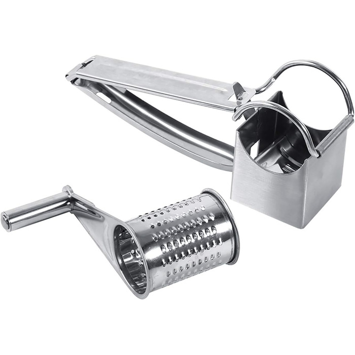 Терка для сиру з нержавіючої сталі з 1 барабаном, багатоцільові кухонні вироби, ротаційний, міцний і довговічний дисковий інструмент для подрібнення