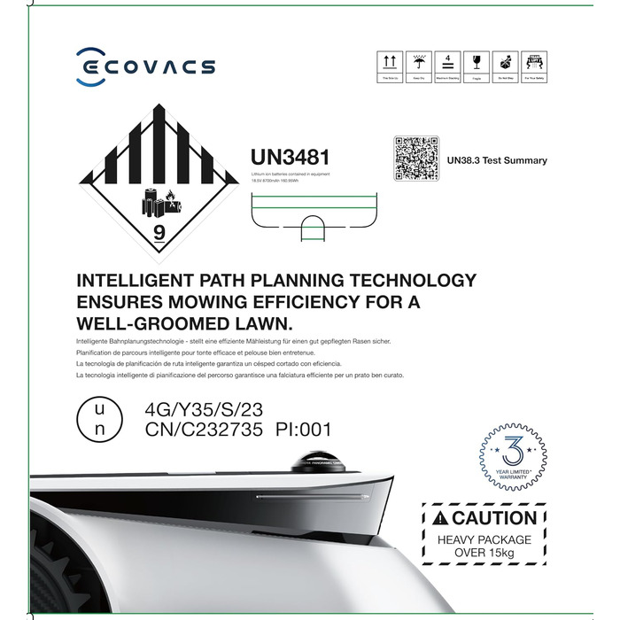 Роботизована газонокосарка ECOVACS Goat G1-2000 зі стійким гаражем та модулем автоматичного підключення, бездротовий периметр для