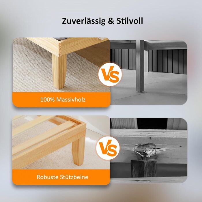 Дерев&39яне ліжко Bonnlo 90x200 см з рейковою основою, каркас ліжка натуральний, двоярусне ліжко зі 100 сосни