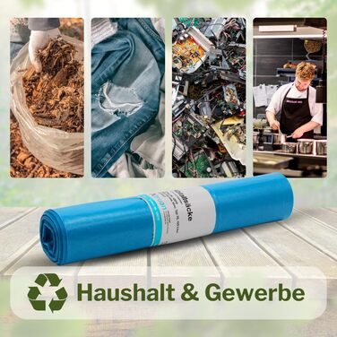 Літровий сміттєвий пакет тип 70, 12070 Premium, 250 сміттєвих пакетів, 10 рулонів, синій, 120-