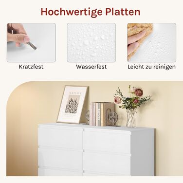 Білий комод великої місткості, буфет з 4 шухлядами, комод для спальні, вітальні, 60x40x90 см