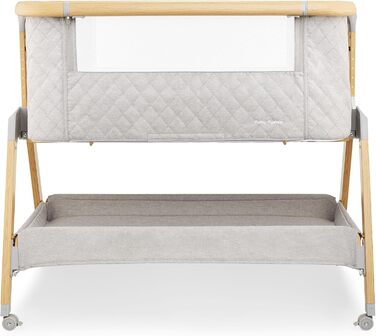 В-1 приліжкове ліжечко/дитяче ліжечко та дорожнє ліжечко з матрацом - 7-рівневе регулювання висоти, знімна бічна панель, 4 транспортні колеса, для дітей вагою до 9 кг, 3-