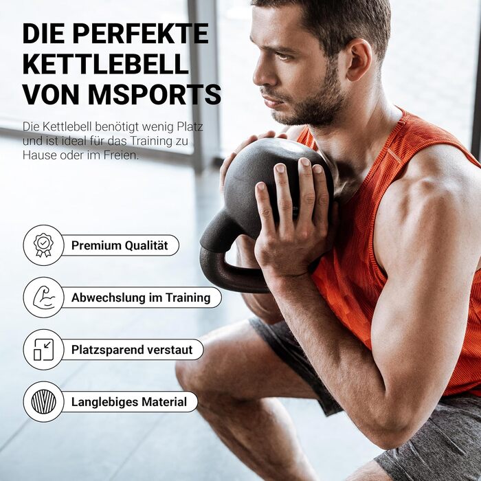 Професійна неопренова гиря MSPORTS (230 кг), антрацит 16 кг, з плакатом-інструкцією