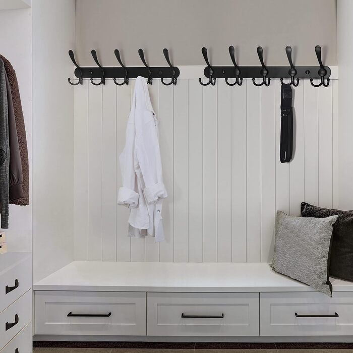 Вішалка Dseap - надміцні гачки для пальто з 5 потрійними гачками, настінна вішалка з нержавіючої сталі, настінні гачки для пальто,