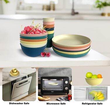Набір посуду для кемпінгу на 6 осіб, 18 предметів, міцний пластиковий набір для пікніка, вечірок та дому, легкий, придатний для мікрохвильової печі та посудомийної машини, дитячий посуд для кемпінгу, 1 колір