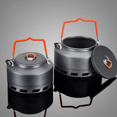 Чайник для кемпінгу на відкритому повітрі, алюмінієвий сплав, чайник для походів на відкритому повітрі, чайники для кемпінгу, кавники, портативні кемпінгові горщики з алюмінієвого сплаву з кришкою, намет, 1,1 л