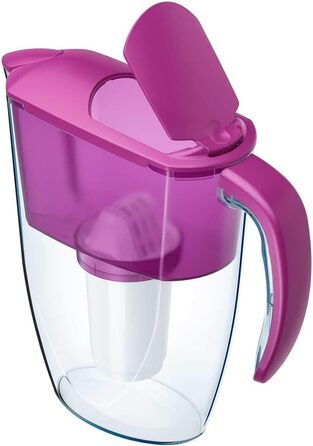 Фільтр для води AQUAPHOR Smile Cyclamen включно з 1 фільтром A5 з магнієм I Зменшує вапняний наліт і хлор I Графин на 2,9 л I Компактний і легкий фільтр для води I Настільний фільтр для води I Розміщується в дверцятах холодильника