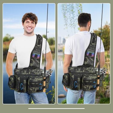 Рибальська сумка zerotop, рибальська сумка для рибальських снастей і рибальських аксесуарів з поясом і плечовим ременем і організація рибальських аксесуарів сумка на плече і рибальське спорядження для риболовлі походів полювання кемпінгу
