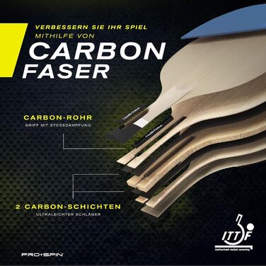 Ракетка для настільного тенісу PRO SPIN карбонова професійна, синя/фіолетова, 2 шт.