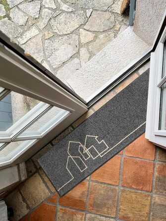 Килимок для дверей, що праєтьсясушиться, Linestreet 35x120 см, для використання всередині та зовні приміщень, можна прати, сірий 35 x 120 см (прямокутний)