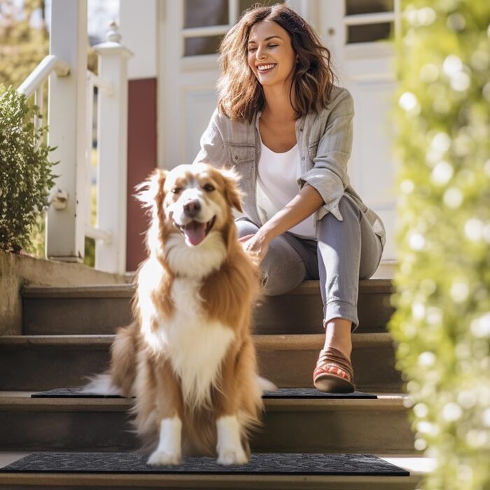 Килимки для сходів Aucuda, 6 шт. , сіре листя