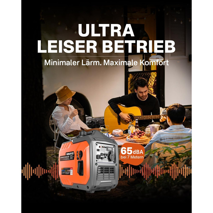 Надзвичайно тихий портативний 4-тактний генератор потужністю 1900 Вт з розеткою 230 В та USB-інвертором, бензиновий аварійний генератор для резервного живлення під час відключення електроенергії, ідеально підходить для кемпінгу, караванів, автофургонів та