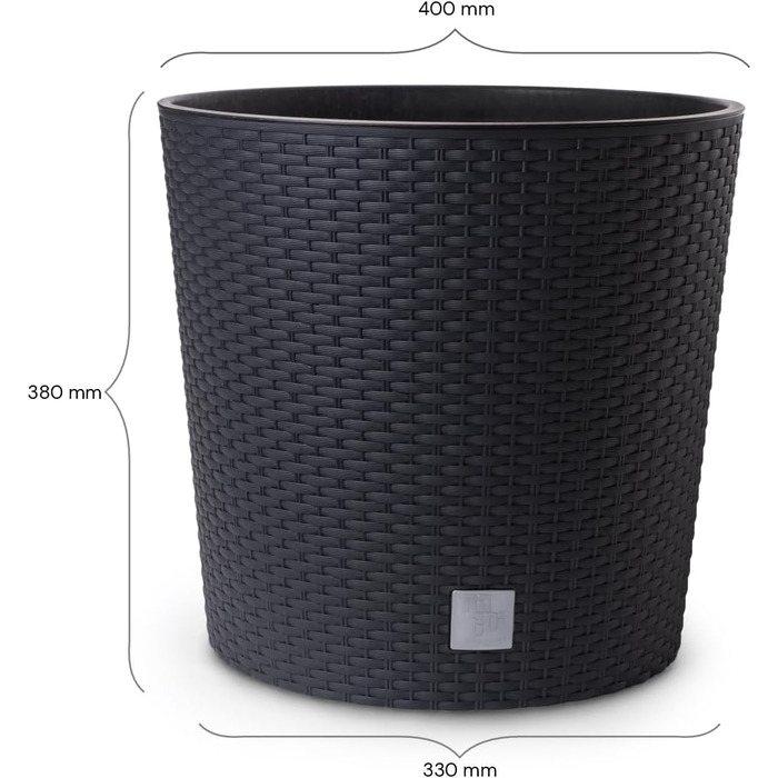 Кашпо HappyFlower MultiProject вкл. вставку круглий ротанговий вигляд 4 розміри 4 кольори кашпо (400, чорний) 400 антрацит