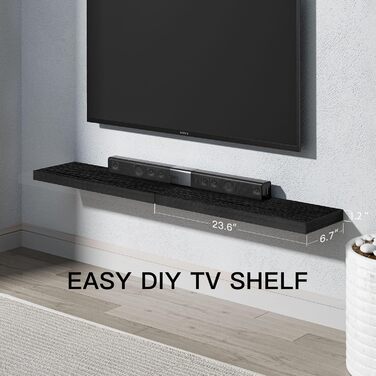 Настінна полиця STOREMIC, чорна, 60 см, комплект із 2 настінних полиць, плаваюча полиця з максимальним навантаженням 20 кг, рівна оброблена поверхня, підходить для робочих місць, офісів та віталень