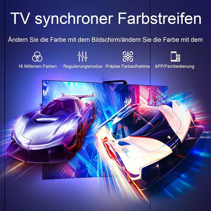 Світлодіодне підсвічування телевізора Lumtang 3M, пристрій для вибору кольору підсвічування телевізора для телевізора та ПК з діагоналлю 40-55 дюймів, керування програмою Bluetooth