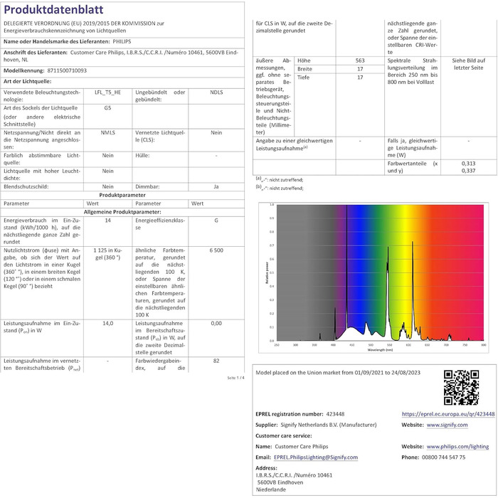 Люмінесцентна лампа TL5 14 Watt 865 - Philips