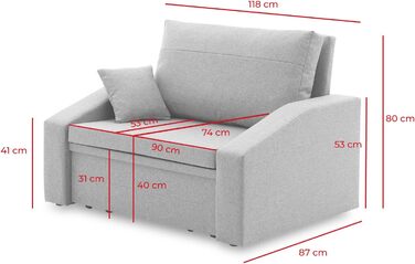 Крісло Sofini Vertico 90 - розкладне крісло з функцією сну - для вітальні, спальні або дитячої кімнати, крісло-ліжко (Malmo New 79)