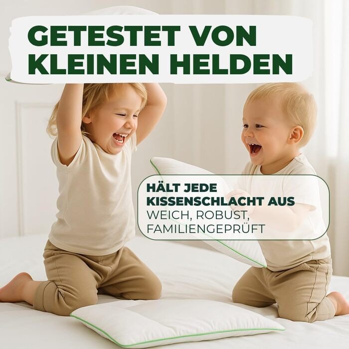 Дитяча подушка Welldora 40x60 см плоска дитяча подушка (16 років), антибактеріальна та антиалергенна, чохол зі 100 бавовни, сертифікована Oeko-TEX, можна прати та з любов&39ю розроблена 40x60 см