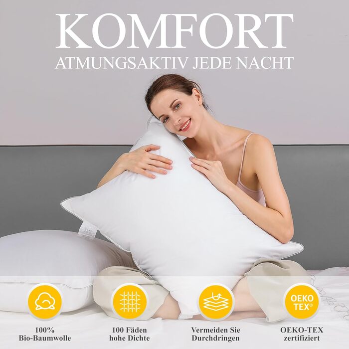 Помаранчева хвиляста подушка 80x80 см Пухова подушка 3-камерна пухова подушка 80x80, подушка з пухом та пір&39ям, подушка для ліжка, RDS та Oeko-Tex, подвійне поєднання м&39якості та підтримки 80x80x25 см