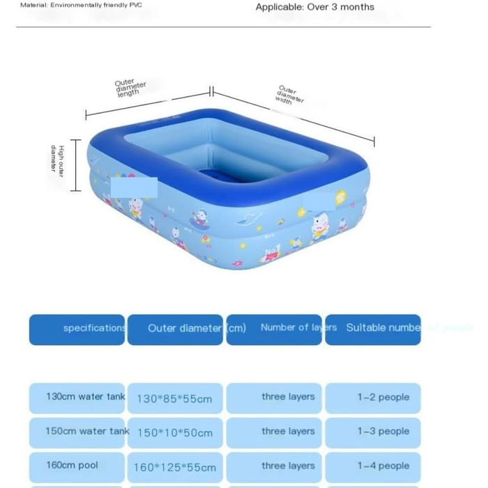 Надувний басейн Надувний басейн, потовщений басейн, домашній критий, невеликий надувний басейн, відкритий кульовий басейн Children(A) A Blue