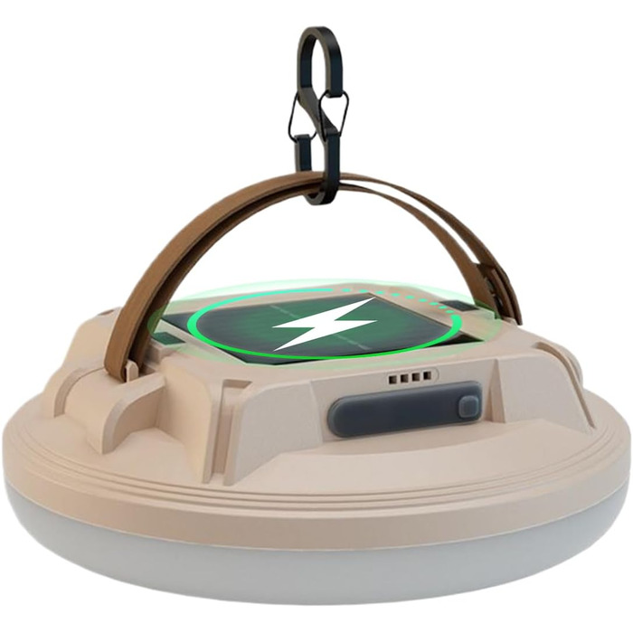 Сонячний ліхтар - Водонепроникний з 4 рівнями яскравості, ліхтар для кемпінгу на відкритому повітрі з підвісним гачком - для походів, трекінгу, нічної риболовлі та відключення електроенергії, бежевий