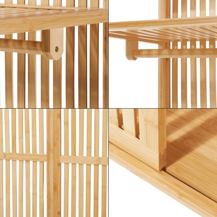 Вішалка для пальто Ypj, відкрита шафа з рейкою для одягу, шафа для передпокою, 187 x 80 x 47 см, бамбукова вішалка для курток, окремостояча вішалка для пальто