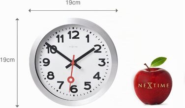 Настінний годинник NeXtime Designer 3998 Station, класичний вокзальний стиль у міні-форматі (19 см), алюмінієвий корпус, білий циферблат, Ø 19 см