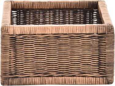 Набір / 2 кошики з полицями, вінтажний коричневий колір, приблизно 42x32x17,5 з дерев&39яною рамкою, ротангова шухляда для шафи для зберігання, комплект ручок для кошиків, 42x32x17,5, вінтажний коричневий колір