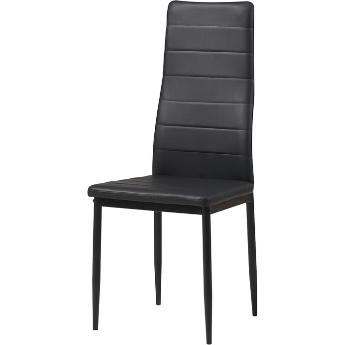 Обідні стільці ALBATROS, комплект з 4 шт. , Milano, чорний - елегантний італійський дизайн, оббивка зі штучної шкіри, зручне м&39яке крісло - протестовано SGS - сучасний кухонний стілець, обідній стілець, чорний, 4 стільці