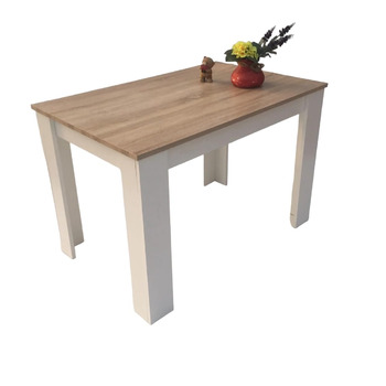 Обідній стіл, дуб сонома, світлий, пиляний, білий, з краєм під масив дерева, 110x70