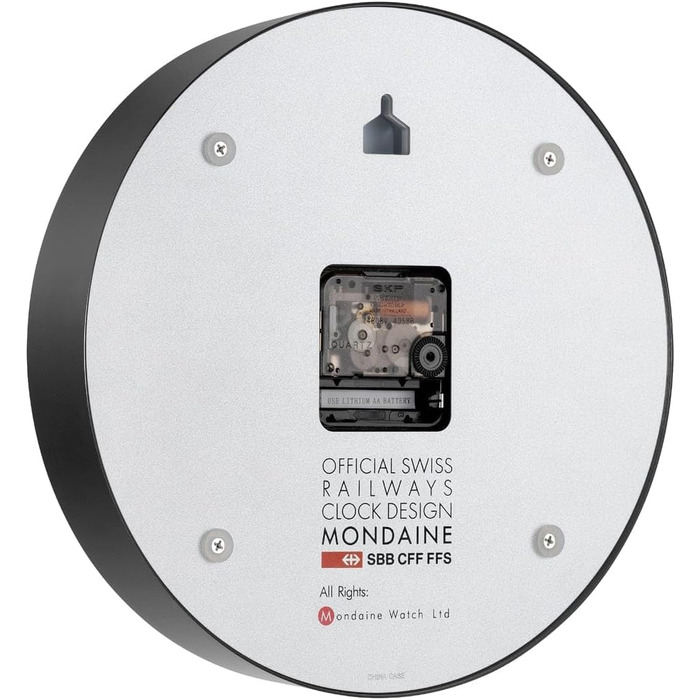 Офіційний швейцарський настінний годинник Mondaine 25 см, матова чорна алюмінієва рама, дизайн Hans Hilfiker 1944, безшумний механізм, мінеральне скло, захист від пилу позачасовий дизайнерський виріб A990.clock.12sbb 25 см