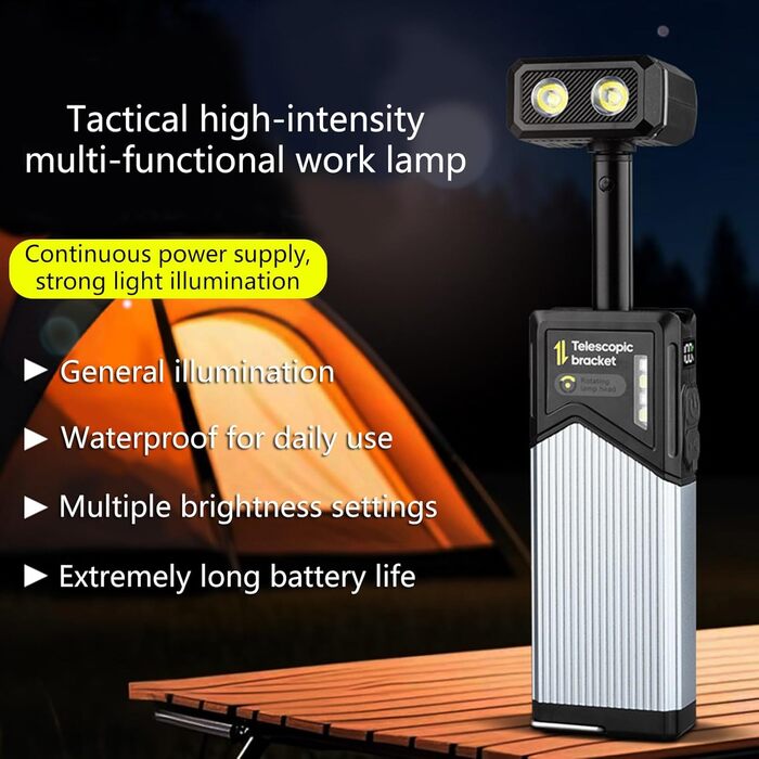 Портативні телескопічні ліхтарі, 500 лм, висока яскравість, обертання на 180, IP44, 5 для екстрених випадків у поході, портативний телескопічний робочий ліхтар, 2