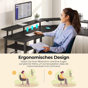 Г-подібний стіл Rolanstar з RGB-світлодіодним підсвічуванням та розетками, комп&39ютерний стіл 135 см з підставкою для монітора та місцем для зберігання, кутовий стіл з двома гачками, ідеально підходить для кабінету, спальні, офісу, 134,5 x 134,5 x 86,2 с