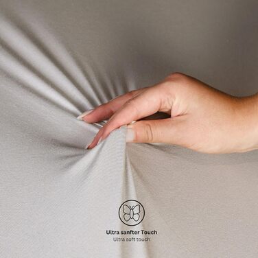 Простирадло Esprit з бавовняного джерсі 180x200 на пружинний матрац 200x200 сірого кольору - Розкішне простирадло на резинці 200x220 см готельної якості для матраців висотою до 30 см - Дихаюче та постільна білизна Oeko-Tex сірого кольору 180x200 см - 210x