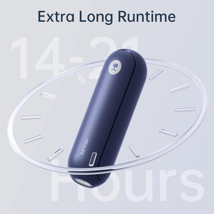 Ручний вентилятор JISULIFE, міні-портативний портативний вентилятор, працює від батареї 14-21 годин, перезаряджається, складаний USB-вентилятор, тихий особистий вентилятор із блоком живлення, ліхтарик - синій