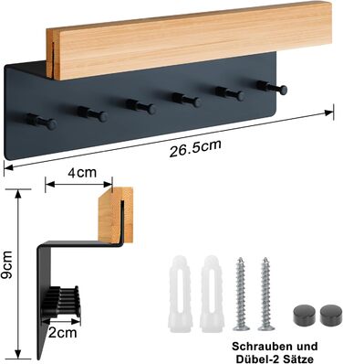 Дерев'яна ключниця з полицею, ключниця, ключниця на 6 гачків, настінна ключниця для передпокою, коридору, кухні