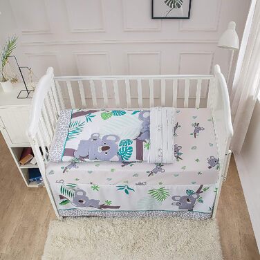 Комплект постільної білизни для дитячого ліжечка La Premura Baby Koala, 3 предмети, стандартний розмір, сіро-зелений, дитяча пості