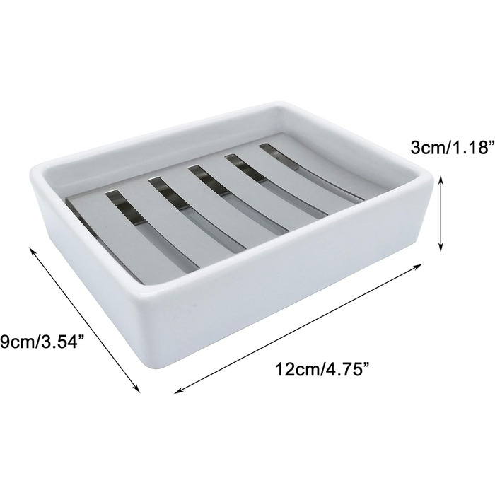 Керамічна мильниця Lofekea, мильниця з нержавіючої сталі для ванни та душу, двошарова зливна мильниця