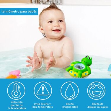 Зелена жаба з жовтим кільцем для плавання Дитячий термометр для ванни для малюків, плаваюча іграшка для ванни, доступний термометр