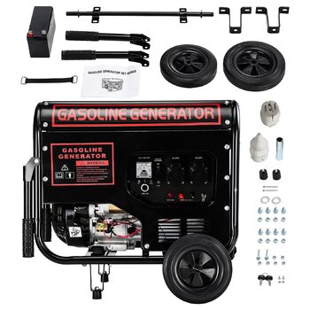 Бензиновий генератор, аварійне живлення, тихий, 12 к.с., 274 куб.см, максимальна потужність 5500 Вт, безперервна потужність 3500 Вт, функція AVR, 4-тактний двигун, бак 15 л, 2 x 230 В, захист від низького рівня оливи, з електростартером