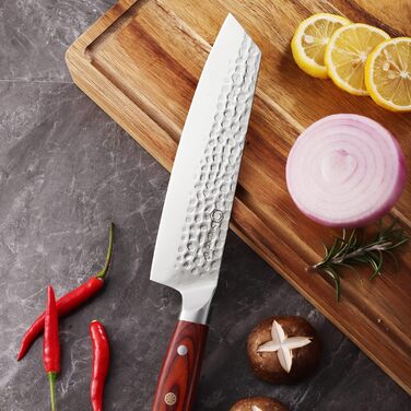 Кухарський ніж Sunnecko 20 см, Ніж Кіріцуке, Японський ніж, Гостре лезо з ударом молотка, Кухарський ніж Професійний ніж з німецьк