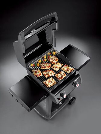 Газовий гриль Weber Spirit E-210 Classic, 2 пальники, площа гриля 51 x 46 см, решітка для підігріву, термометр на кришці, 2 колеса чорний/сріблястий (1500833)