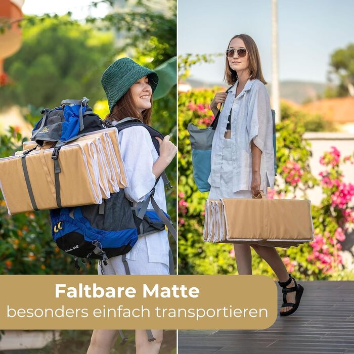 Пляжний килимок StarK 4-в-1, водний гамак для басейну та пляжу - Складаний кемпінговий килимок для сну 190 см x 60 см - М&39яка подушка для садового шезлонга - Зручна подушка для шезлонга (бежево-пісочний, 2 шт.) Бежевий, 2 шт.