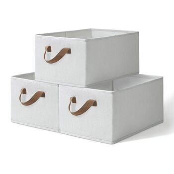 Коробка для зберігання одягу з тканини, складна, комплект з 3 шт. , великі розкладні коробки для білизни, ящики-органайзери з шухлядами для гардеробу, коробки для зберігання тканини, 472820 см, бежевий SEQ-B-1002-B