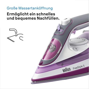 Парова праска Braun TexStyle 5 SI 5037 VI - праска з підошвою Freeglide 3D, вертикальна подача пари, 2700 Вт, паровий удар 200 г /