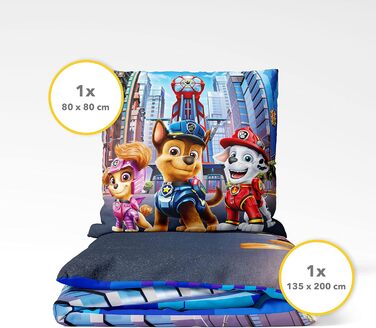 Постільна білизна Trumschn Paw Patrol 135x200 80x80 - Paw Patrol Кінофільм - 100 бавовна - Постільна білизна Chase Paw Patrol Migh