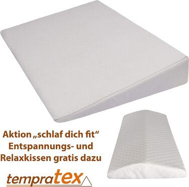 Клин для ліжка, клиноподібна подушка, підйомник для сну безкоштовна подушка для шиї в комплекті Підходить як подушка для ніг або спини для ліжка та дивана/для тих, хто спить на боці та спині. Клин для матраца, підйомник для матраца 90x60x12 см (бежевий)