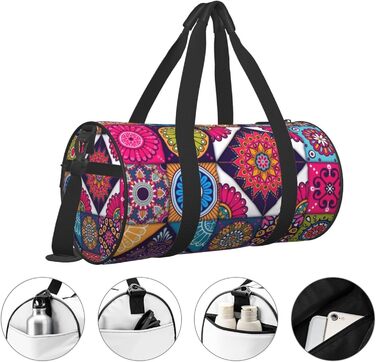 Спортивна дорожня сумка-мішок з візерунком Арабський Індіанець у клітинку, чорна, універсальний розмір, сумка для подорожей та на ніч