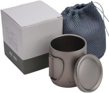 Титанова двостінна ізольована кружка для кави та чаю, 450 мл, для кемпінгу, походів та активного відпочинку, з кришкою та футляром для перенесення