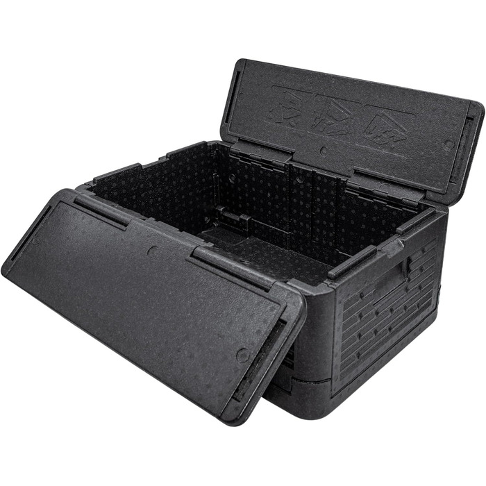 Великий складаний чорний термобокс для зберігання їжі гарячою та холодною - 42 л - Складаний підігрівач/охолоджувач їжі 60 x 41 см - Складаний пінопластовий холодильник/холодильник для їжі та напоїв з ізольованою кришкою 42 л / 60 x 41 см